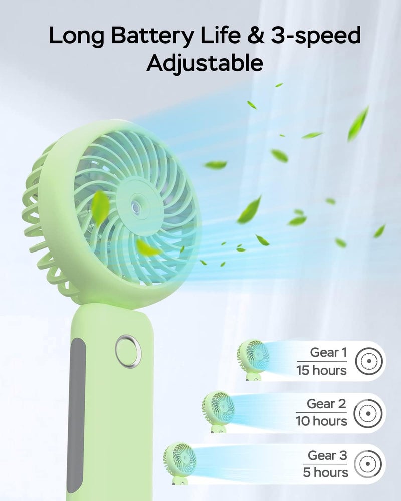 RNKRUN Portable Handheld Misting Fan, 4000mAh USB Rechargeable Personal Foldable Fan with Water Tank Battery Operated Spray Water Mist Makeup Small Face Steamer for Travel Outdoors Office matcha - Image 3